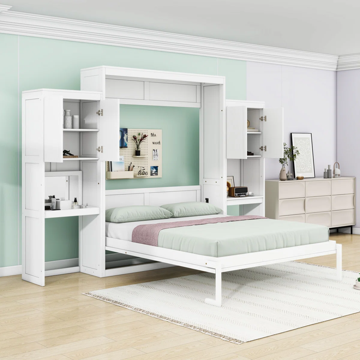 MAYA - Murphy Bed with Desk, Vanity and Shelves
