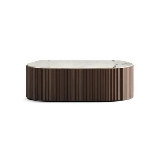 MATEO - Ribbed Wood Marble Coffee Table - LARGE
