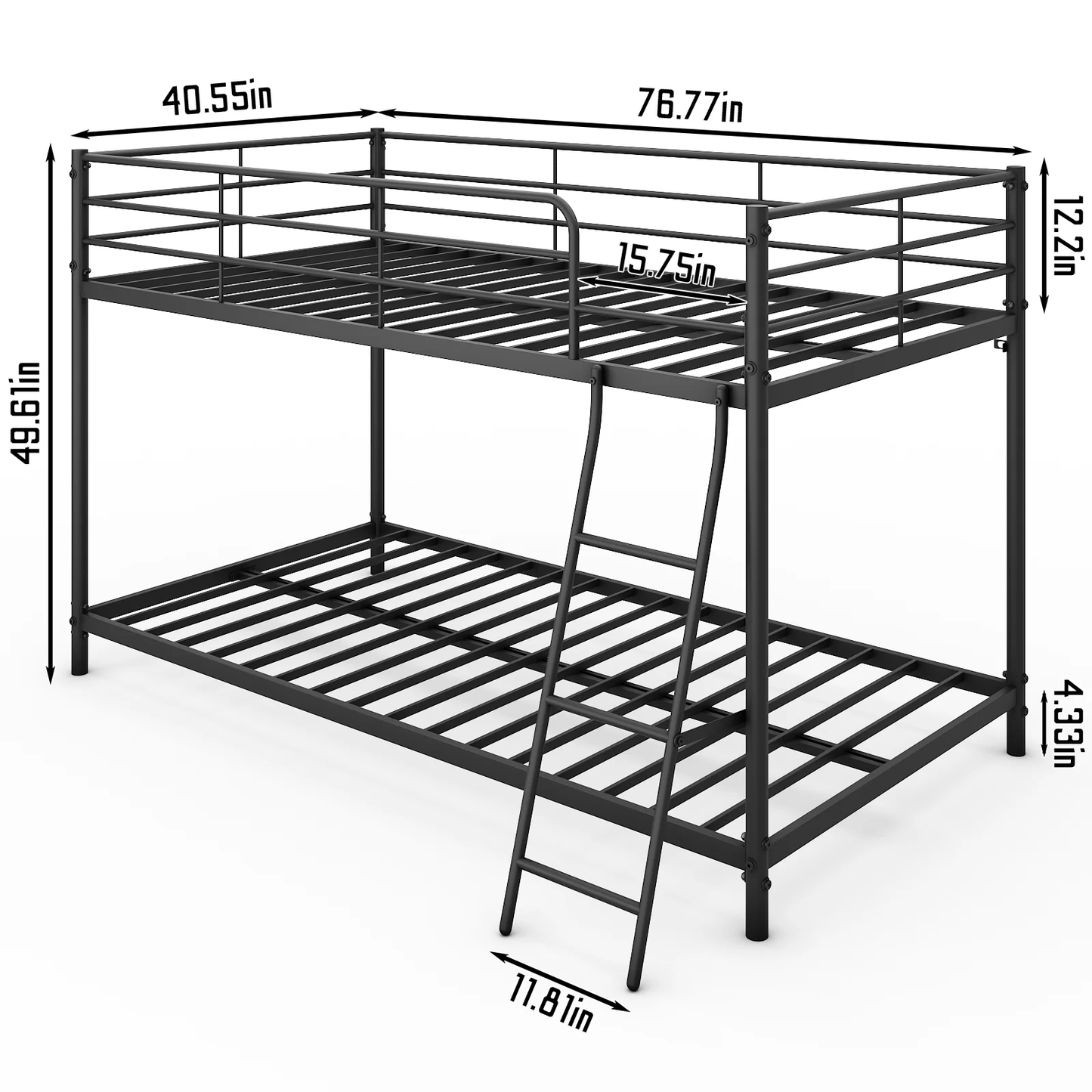 ISSAC -  Twin-over-Twin Low Profile Junior Bunk Bed