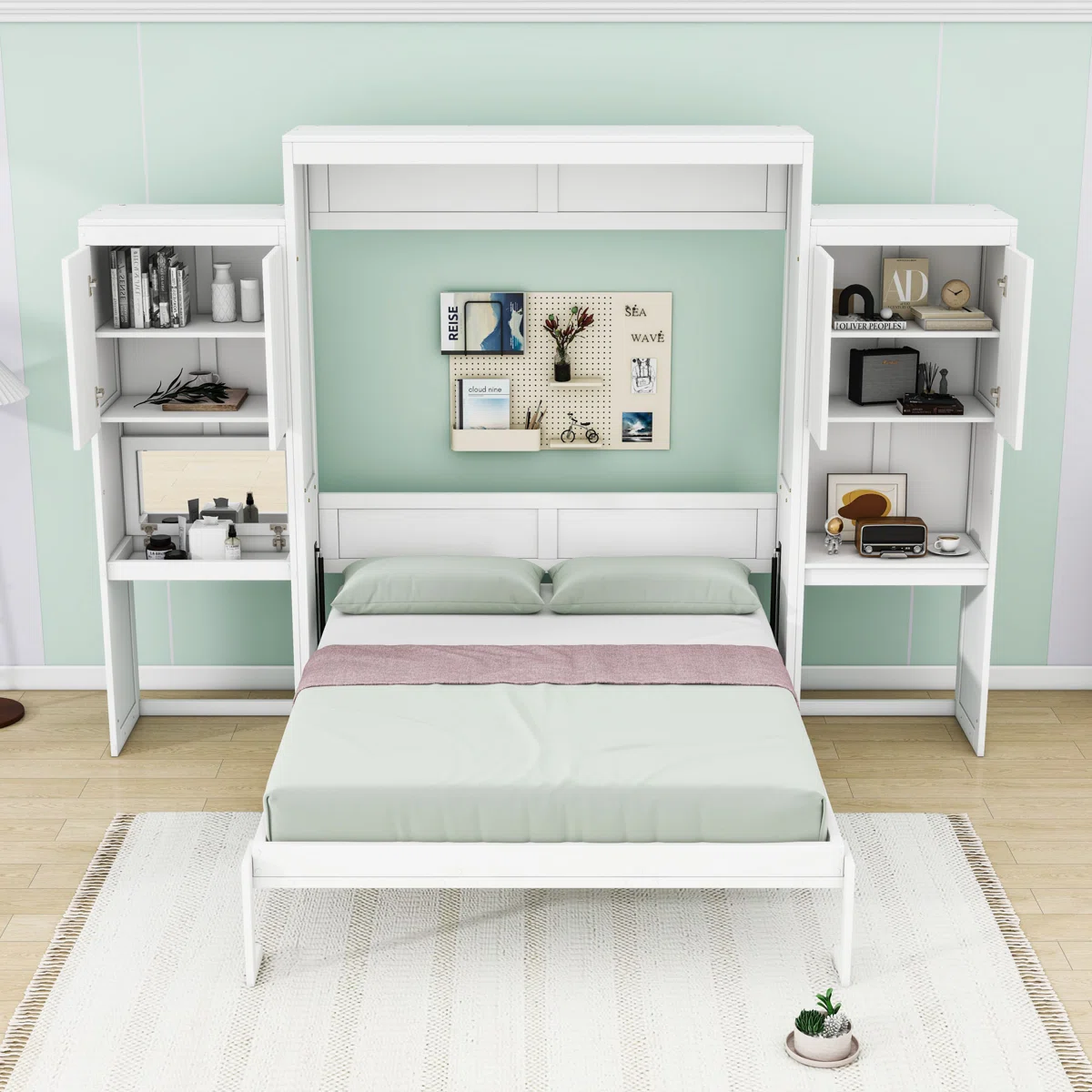 MAYA - Murphy Bed with Desk, Vanity and Shelves