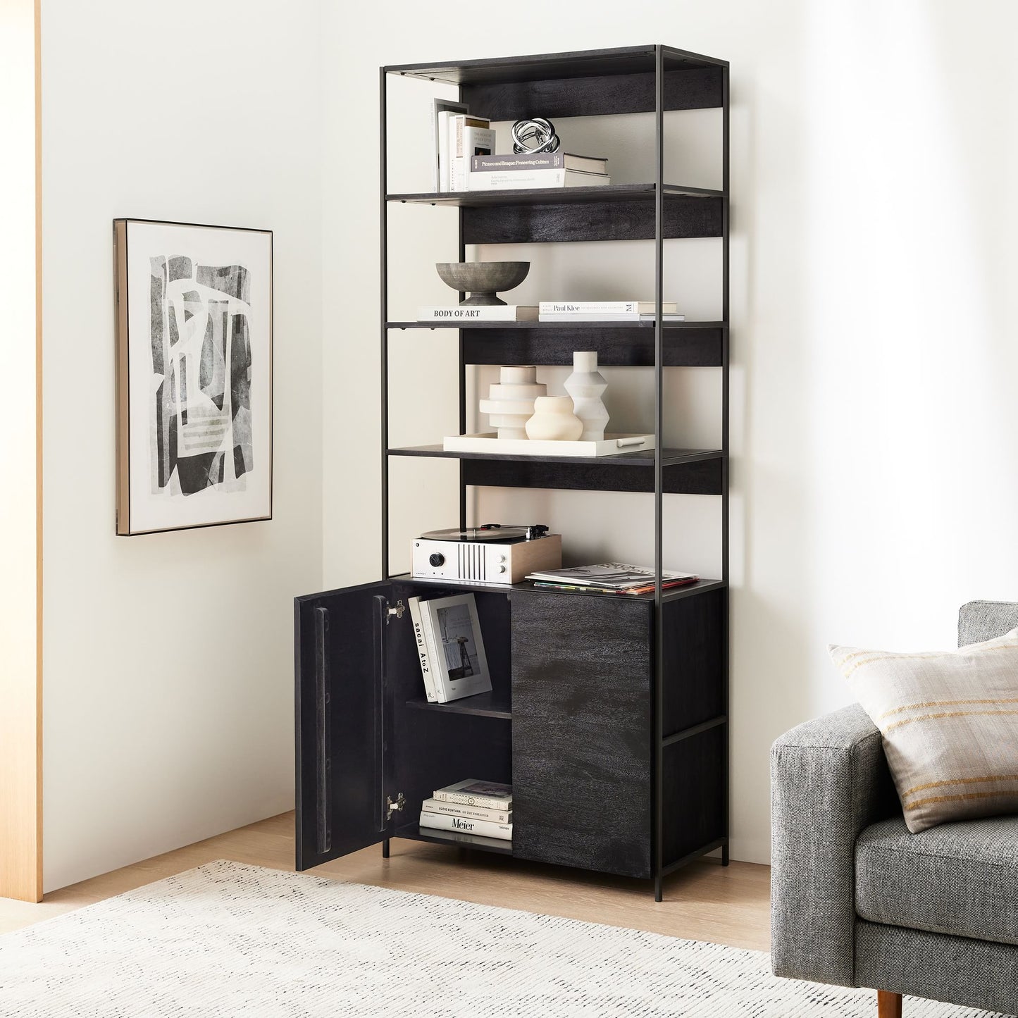 ABIGAIL-  Industrial Modular with cabinet book shelf