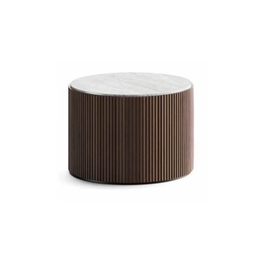 MATEO - Ribbed Wood Marble Coffee Table - MINI