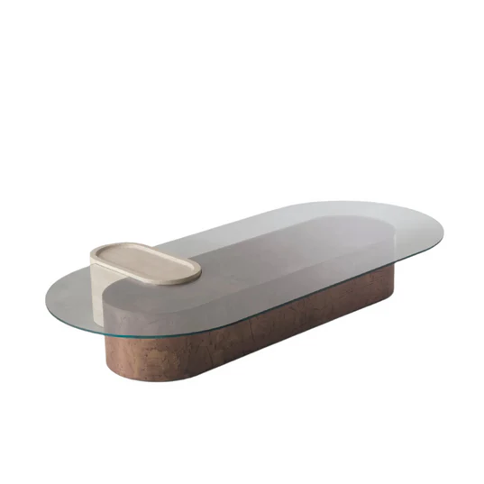 WILLIAM - Bronze and Travertine Coffee Table