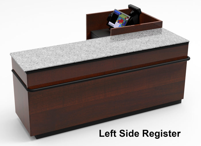 CHECKOUT - L-Shaped Point of Sale Counter — 6ft  Wood Retail Checkout Counter